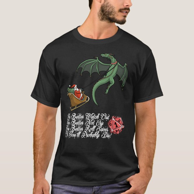 Camiseta Papais noeis De Jingle Engraçados Dungeons E Dragõ (Frente)