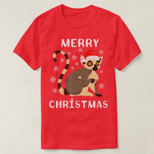 Camiseta Papais noeis de Lemur Feliz Natal Lemur Lover Anim (Frente do Design)