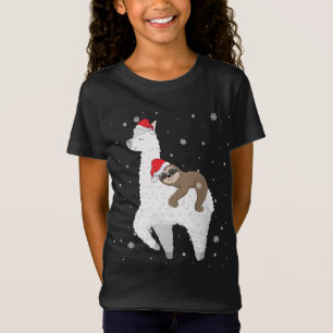 Camiseta Papais noeis de Llama de Natal Engraçado Pijamas F