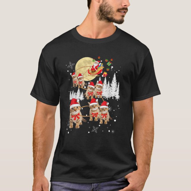 Camiseta Papais noeis de Lua de Natal Engraçado da Cat Rein (Frente)