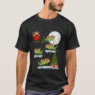 Camiseta Papais noeis De Luz Xmas Andando Dilophossauro Din