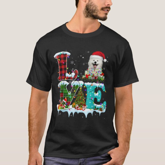 Camiseta Papais noeis de Luzes de Árvore de Natal Samoia Ca (Frente)