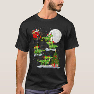 Camiseta Papais noeis De Luzes Xmas Andando Velociraptors D