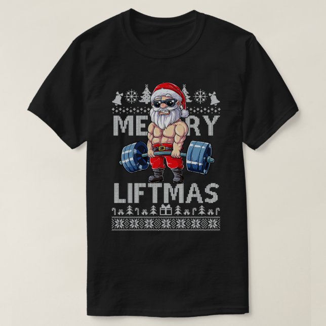 Camiseta Papais noeis de Malhação de Natal de Liftmas no Na (Frente do Design)