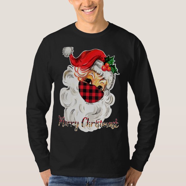 Camiseta Papais noeis de máscara natalícia de feliz Face Ve (Frente)