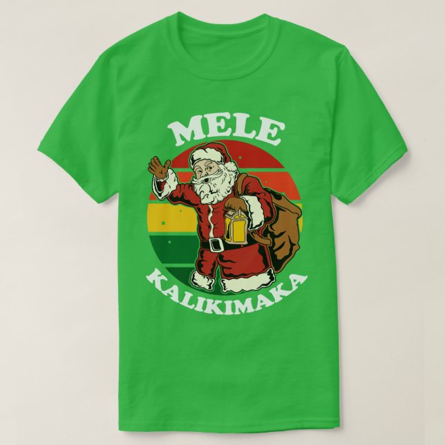 Camiseta Papais noeis de Mele Kalikimaka Shaka Hawaii (Frente do Design)