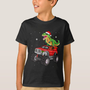 Camiseta Papais noeis de Monstro de Caminhão do T Rex Dinos