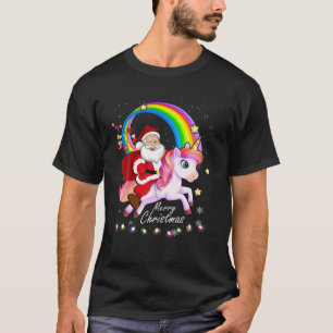 Camiseta Papais noeis de Natal Andando no Unicorn Xmas Ofer