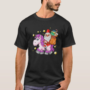 Camiseta Papais noeis de Natal Andando no Unicorn Xmas Ofer