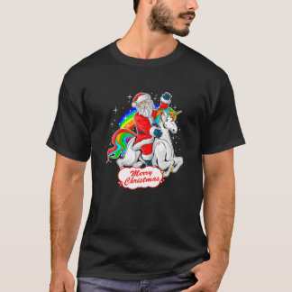 Camiseta Papais noeis de Natal Andando no Unicórnio, Bela A