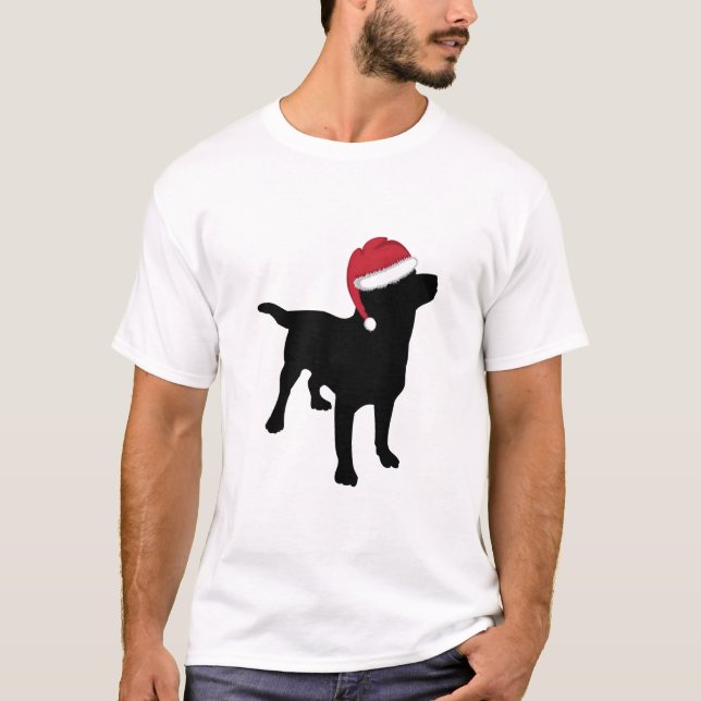 Camiseta Papais noeis de Natal Black Labrador Retriever (Frente)