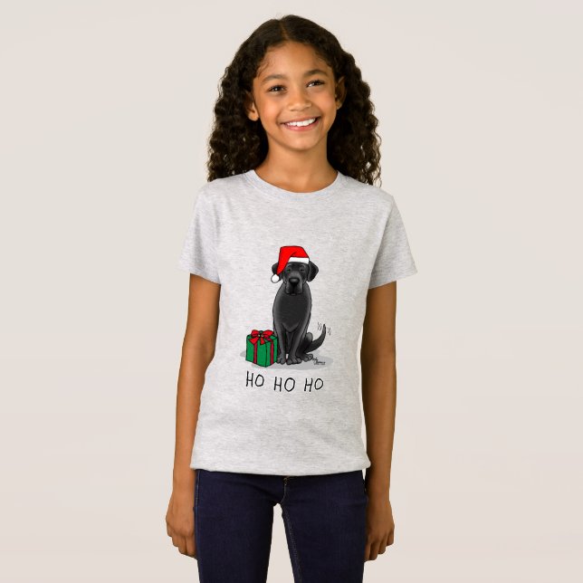 Camiseta Papais noeis de Natal Black Labrador Retriever Cut (Frente Completa)