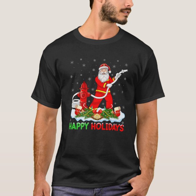 Camiseta Papais noeis de Natal Bombeiro Bombeiro Bombeiro N (Frente)