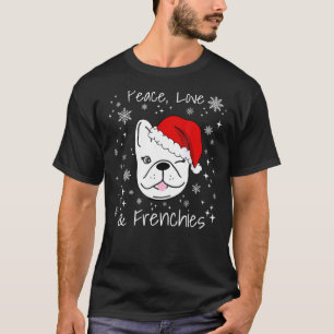 Camiseta Papais noeis de Natal bonitos Bulldog Paz Amam Fra