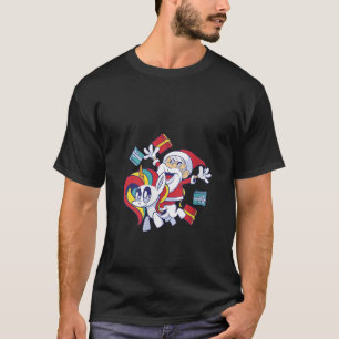Camiseta Papais noeis De Natal Bonitos Dirigindo Um Unicórn