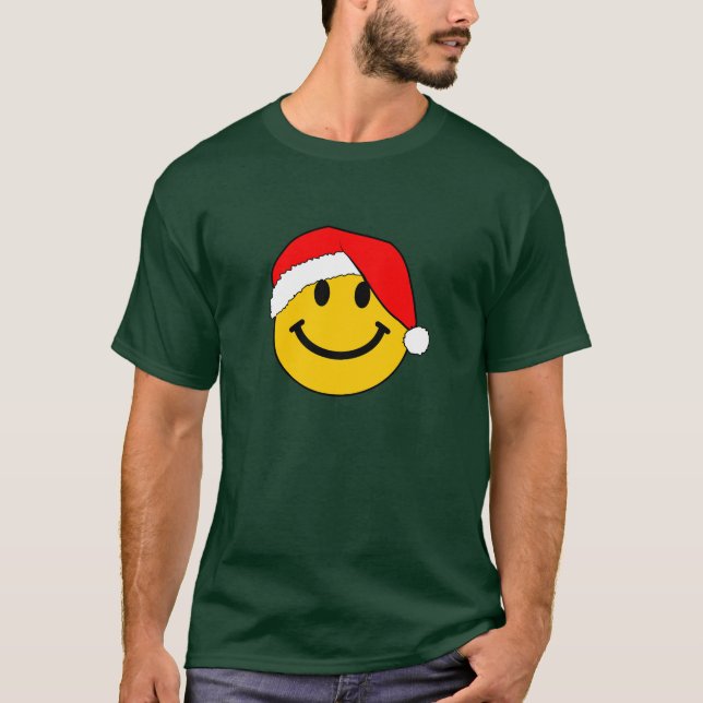 Camiseta Papais noeis de Natal bonitos Face Feliz (Frente)