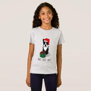 Camiseta Papais noeis de Natal Boston Terrier (preto)