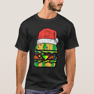 Camiseta Papais noeis de Natal Burger Engraçados Comida de