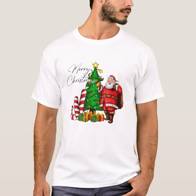 Camiseta Papais noeis de Natal com Árvore (Frente)