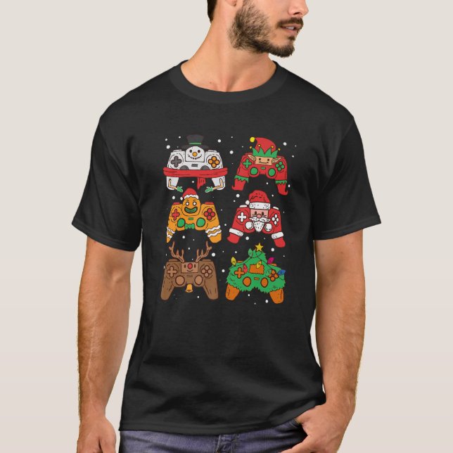 Camiseta Papais noeis de Natal controladores de jogos Menin (Frente)