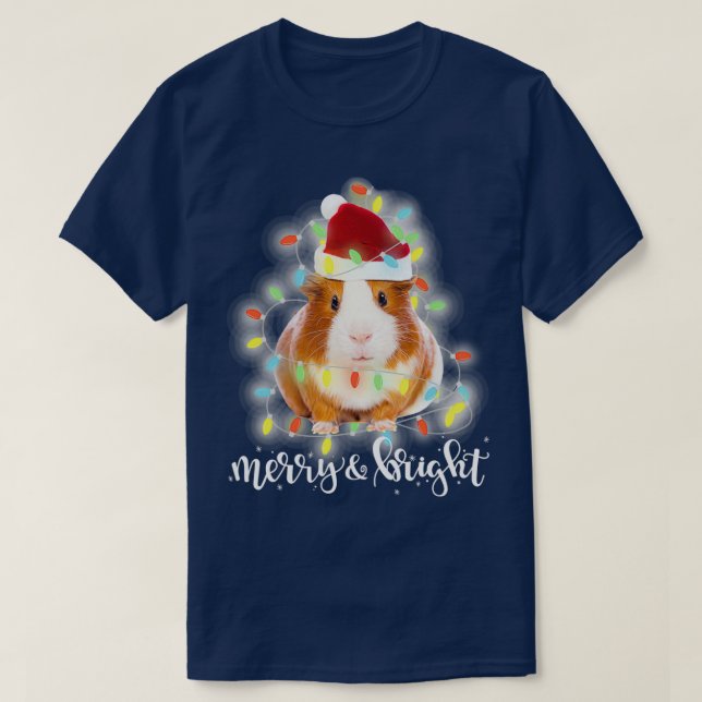 Camiseta Papais noeis de Natal da Guiné - Feliz - Bright Gu (Frente do Design)
