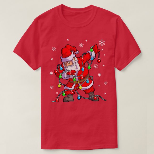 Camiseta Papais noeis de Natal Dabbing Natal Árvore Natal L (Frente do Design)