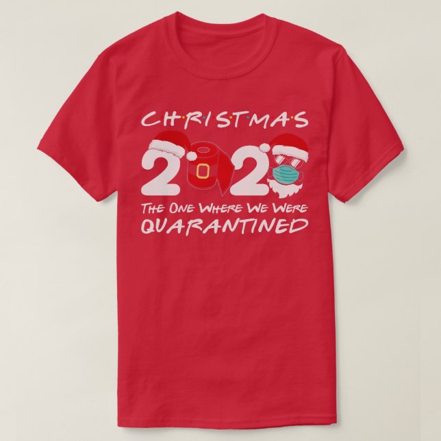 Camiseta Papais noeis de Natal de 2020 Vestem Máscara 1 (Frente do Design)
