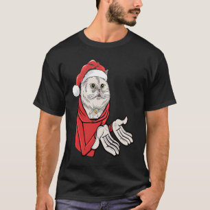 Camiseta Papais noeis de Natal de Árvore de Natal de Gato P