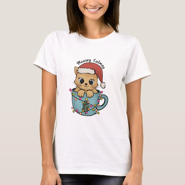 Camiseta Papais noeis de Natal de Gato Bonito Unisex (Frente)