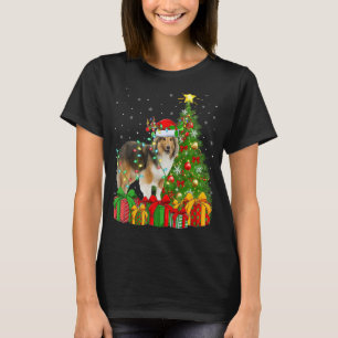 Camiseta Papais noeis de Natal de Natal Sheltie Dog Natal T
