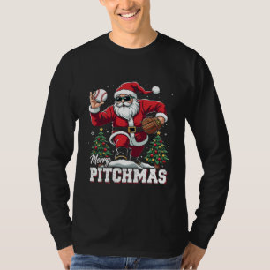Camiseta Papais noeis de Natal de Pitchmas felizes Baseball