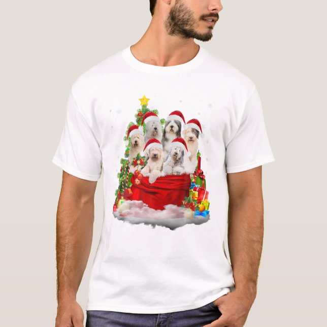 Camiseta Papais noeis de Natal de Sheepdog Inglês (Frente)