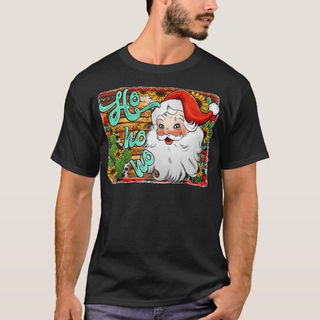 Camiseta Papais noeis de Natal de Turquoise no Texas Ociden (Frente)