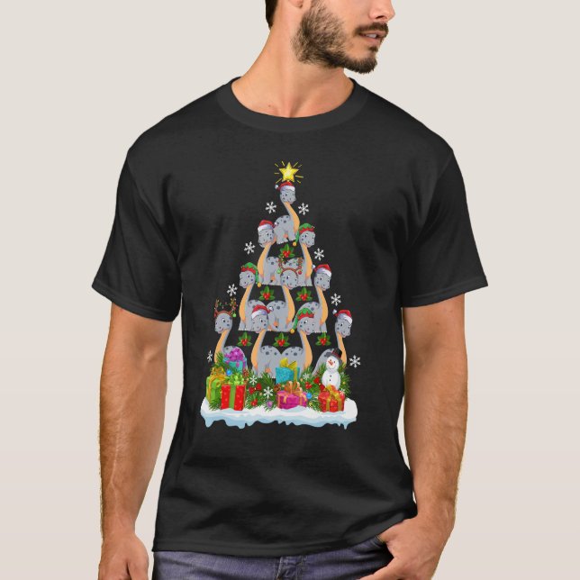 Camiseta Papais noeis de Natal Diplodocumenta Dinossauro Na (Frente)