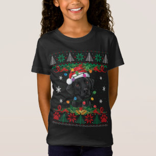 Camiseta Papais noeis de Natal do Black Lab Cachorro Feio X