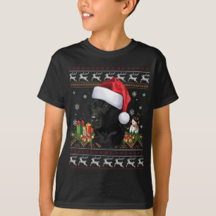 Camiseta Papais noeis de Natal do Black Lab Cachorro Feio X