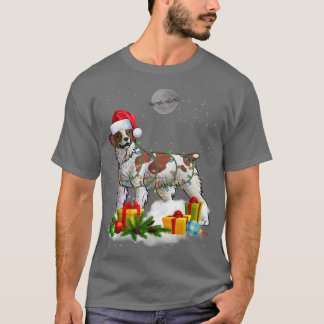Camiseta Papais noeis de Natal do Cachorro Brittany Spaniel