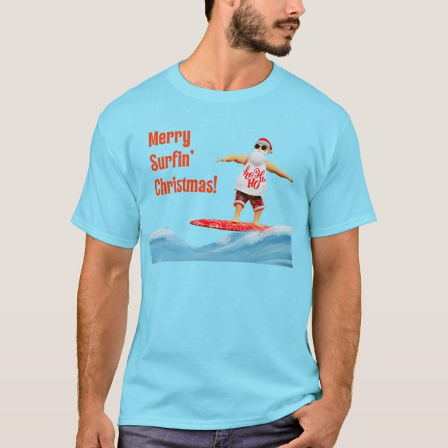 Camiseta Papais noeis de Natal do Surfin da feliz no surfbo (Frente)