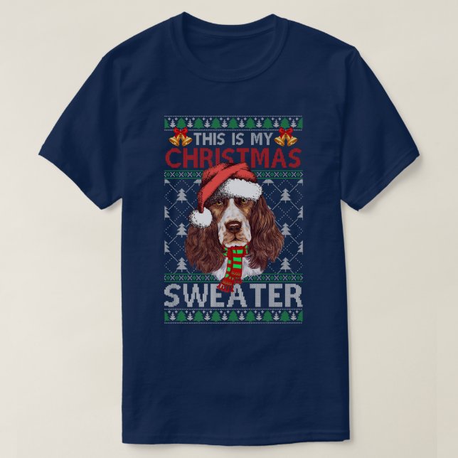 Camiseta Papais noeis de Natal do Sweet English Springer (Frente do Design)