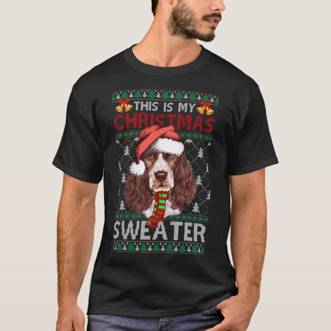Camiseta Papais noeis de Natal do Sweet English Springer (Frente)