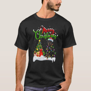 Camiseta Papais noeis de Natal Doberman Pinscher Dog Chris
