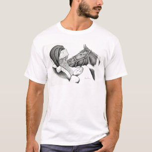 Camiseta Papais noeis de Natal e Cavalo de Pintura
