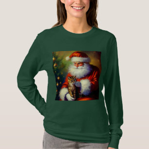 Camiseta Papais noeis de Natal e um Gato 1