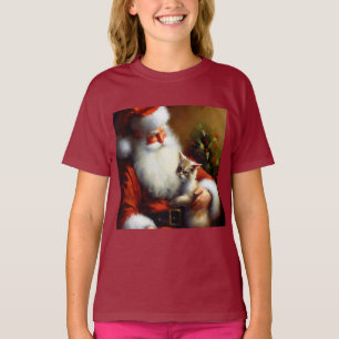 Camiseta Papais noeis de Natal e um Gato 3