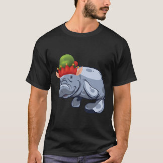 Camiseta Papais noeis de Natal Elf Hat Sea Cow Gift