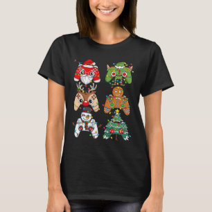 Camiseta Papais noeis de Natal Elf Luzes de Jogos Controlad