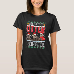 Camiseta Papais noeis de Natal Engraçado Otters Reindeer De