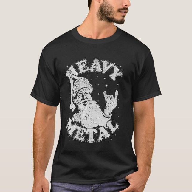Camiseta Papais noeis de Natal engraçados adoram o Heavy Me (Frente)