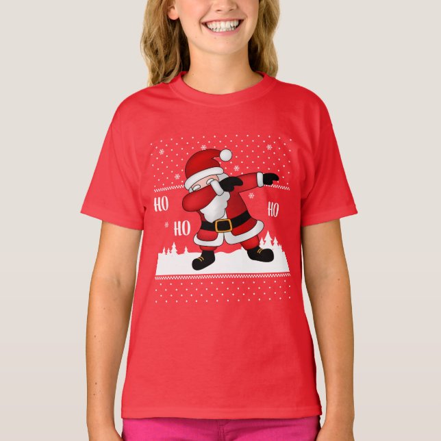 Camiseta Papais noeis de Natal Engraçados Dabbing T-Shirt (Frente)