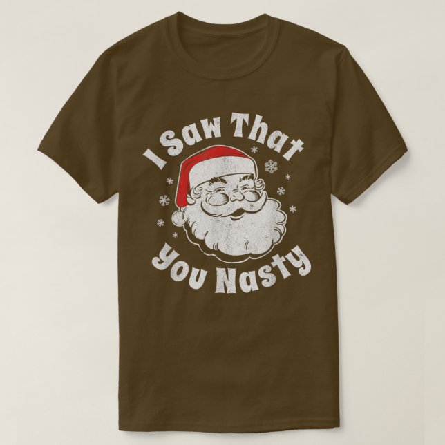 Camiseta Papais noeis De Natal Engraçados Eu Vi Que Seu Adu (Frente do Design)